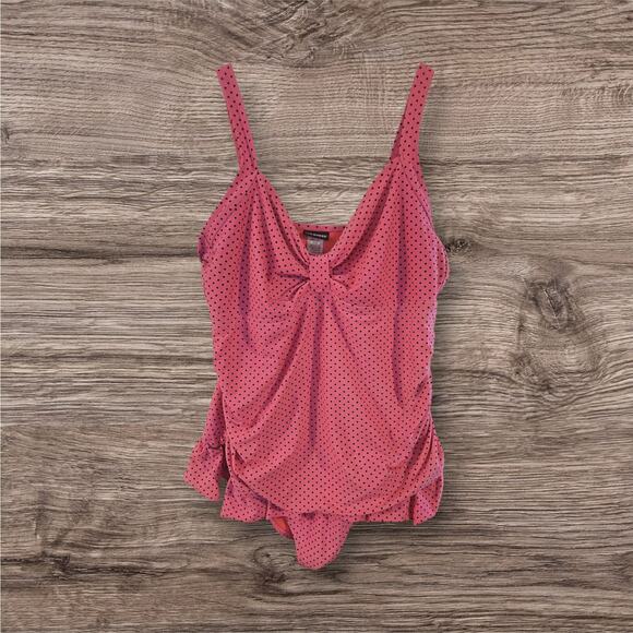 Joe Boxer Other - Joe Boxer Swimsuit 2X Women’s Plus One Piece Pink Polka Dot Ruched Bathing Suit
